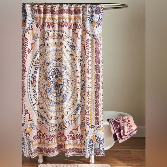 Anthropologie Other - Anthropologie Pink Blue Gold Mandala Shower Curtain